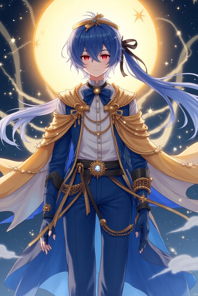 Personaje de anime masculino
Nombre: Kaito Description:
Pelo: Negro con puntas moradas oscuras.
Ojos: Morados brillantes con las pupilas en forma de galaxia.
Piel: Blanca.
Vestimenta: Lleva un kimono negro y una camisa blanca, combinados con pantalones cargo negros.
galactic details: Small stars and constellations tattooed on the arms and neck.