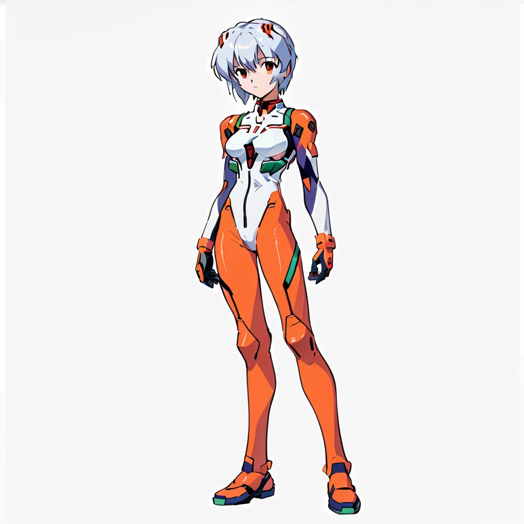 Rei Ayanami, Neon Genesis Evangelion, solo, full body, standing posture, simple background