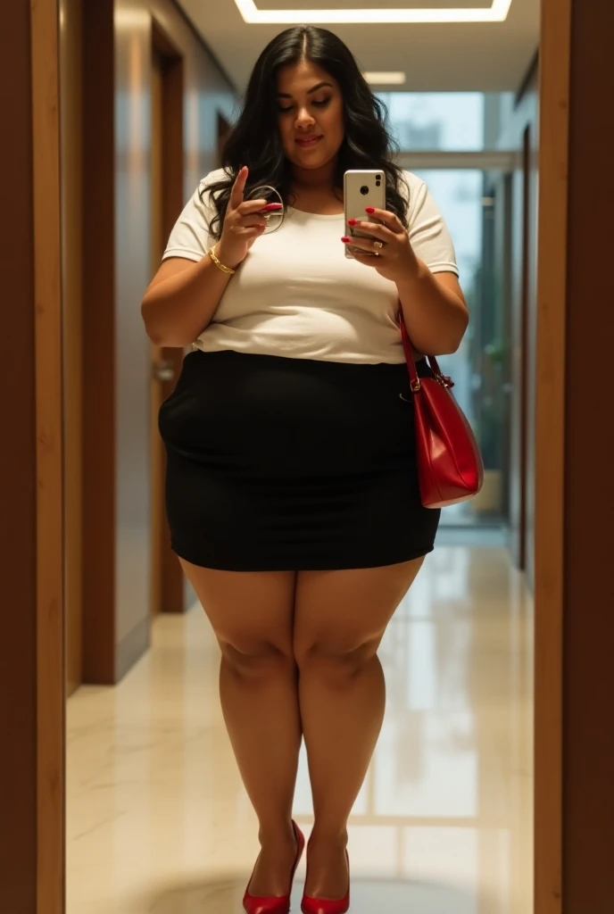 25 years kerala chubby fat hijabi housewife, wearing black sleeveless tshirt at night club, high heel shoes, standing position, dark lipstick