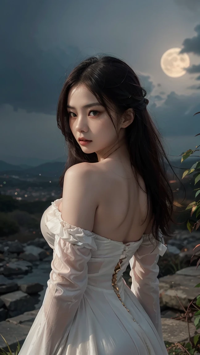 ((Watercolor by Sargent))、(top-quality、masterpiece)、softlight、Photorealistic full length european young slim athletic woman,tiny chest,breast out,Classic Magician, Gothic, Blue eyes, Dark makeup, short dark pink hair, Jeweled sparkling headband, Natural pale skin texture, Heavy Silver Jewelry, Body Jewelry, Wielding magic, Lightning, Red sunset, Volcanic mountain landscape background, low illuminance, Finely drawn face, Finely drawn hands, High quality, Photorealism, infp young woman, pre-raphaelite, j.で. Waterhouse, Alma Tadema