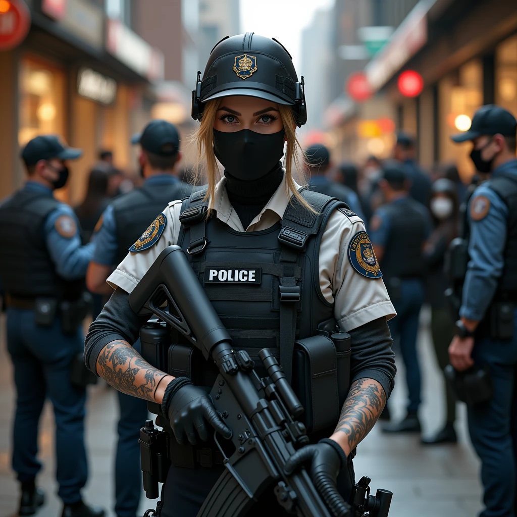 carrying a shotgun in the middle of a street, post apocalyptic new york times square,