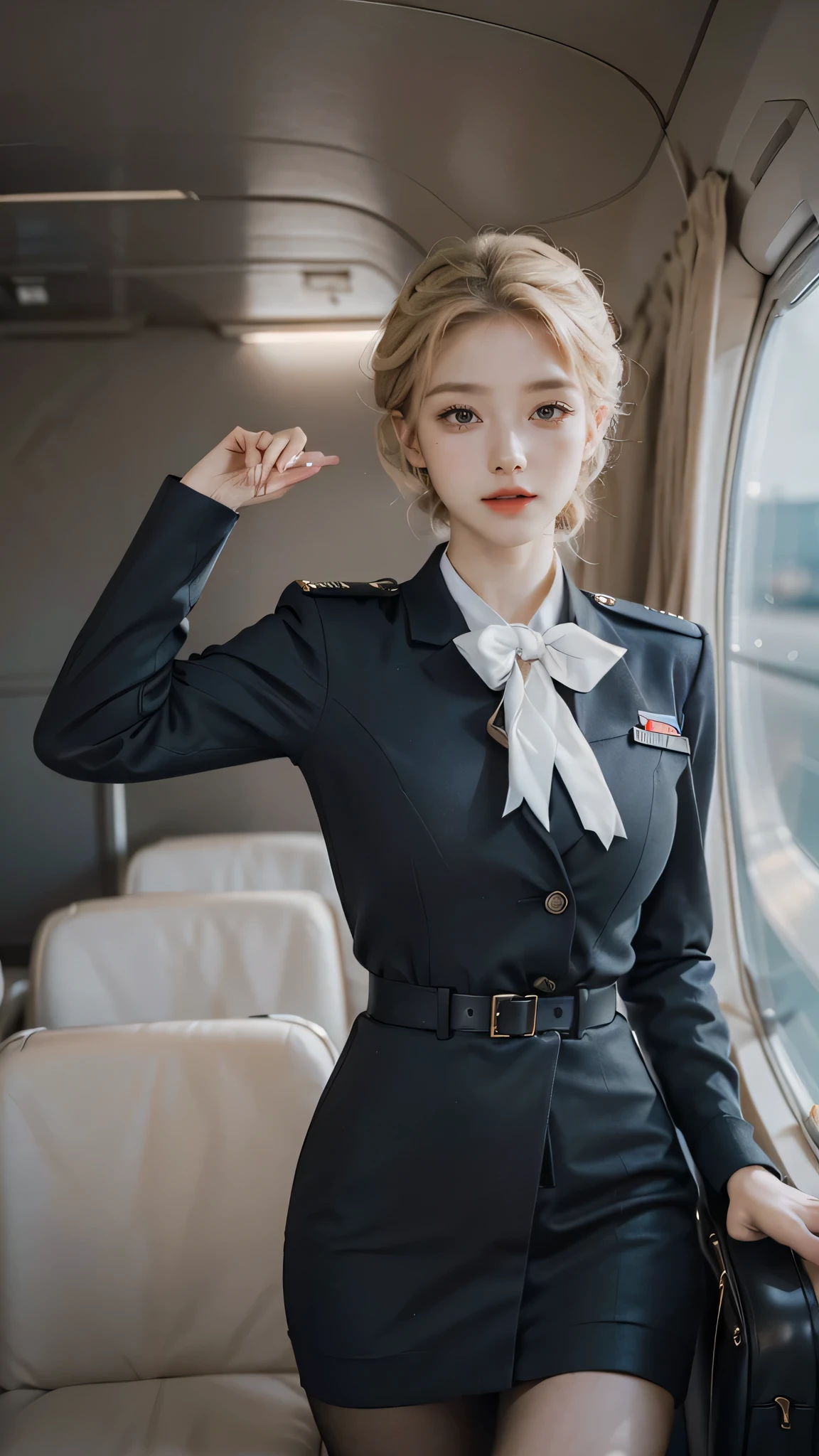 Absurd resolution, hight resolution, (masterpiece:1.4), ultra-detailliert, 1girl in, Wearing World War II military uniforms, battle field,sexy pose, Cameras near the body,blue eyes,blonde hair