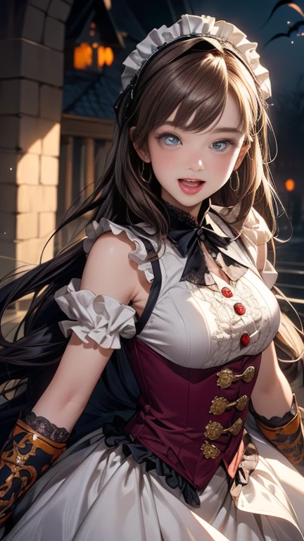 pony tails, corset, dress, choker, smiling, muted colors, cinematic, grain, sharp focus, [ulzzang-6500-v1.1:0.7]