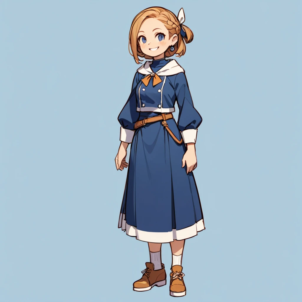 Marcille, solo, full body, standing posture, smile, simple background