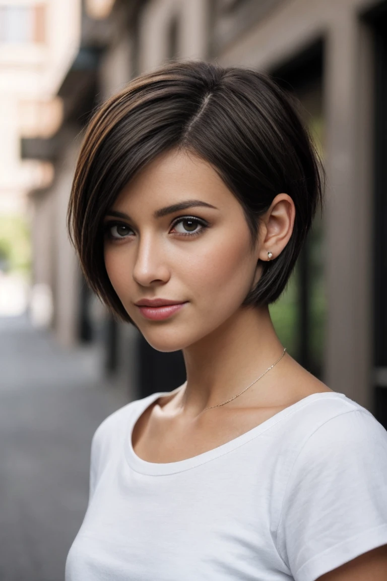 Realistic ,beautiful female ,short hair