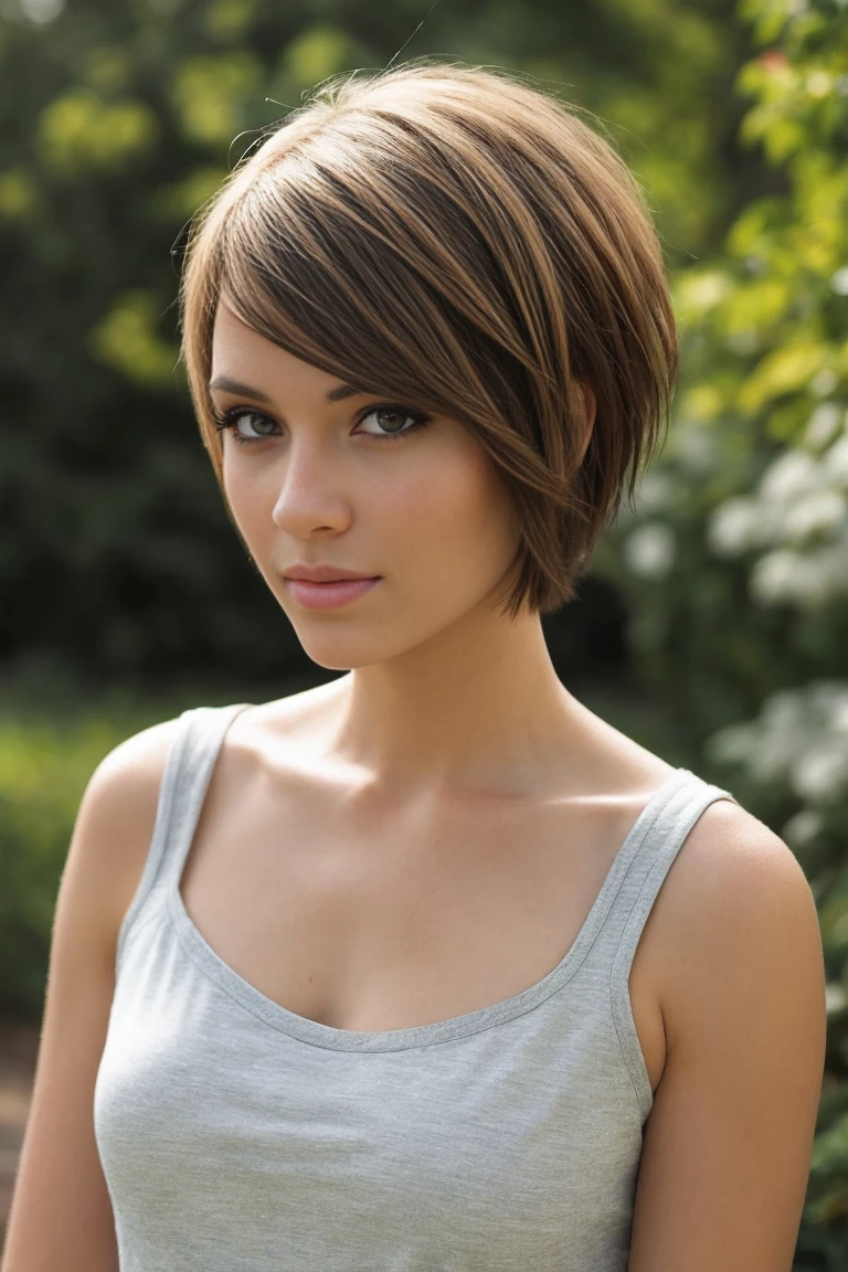 Realistic ,beautiful female ,short hair