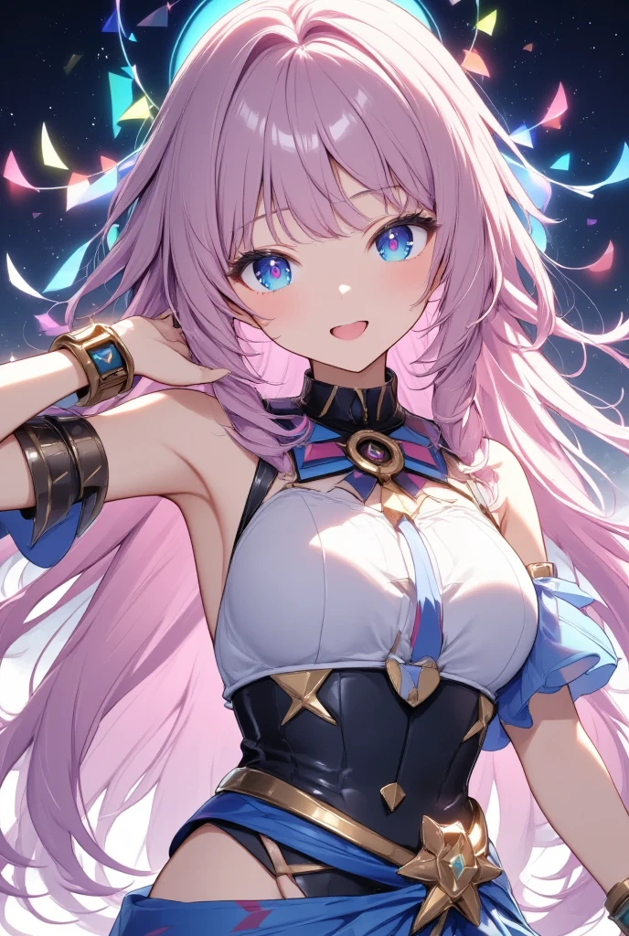 (masterpiece, best quality:1.2), 1girl, solo、citlali ,シトラリ,expressionless、pink hair, parted bangs, very long hair, hair down, braids, hair ornament, (facial Mark), blue eyes,(pink pupils), tribal clothes,waistcloth,glowing eyes, blush, beautiful detailed, hyper detail, masterpiece, best quality, bright, hair ornament, facial Mark, citlali