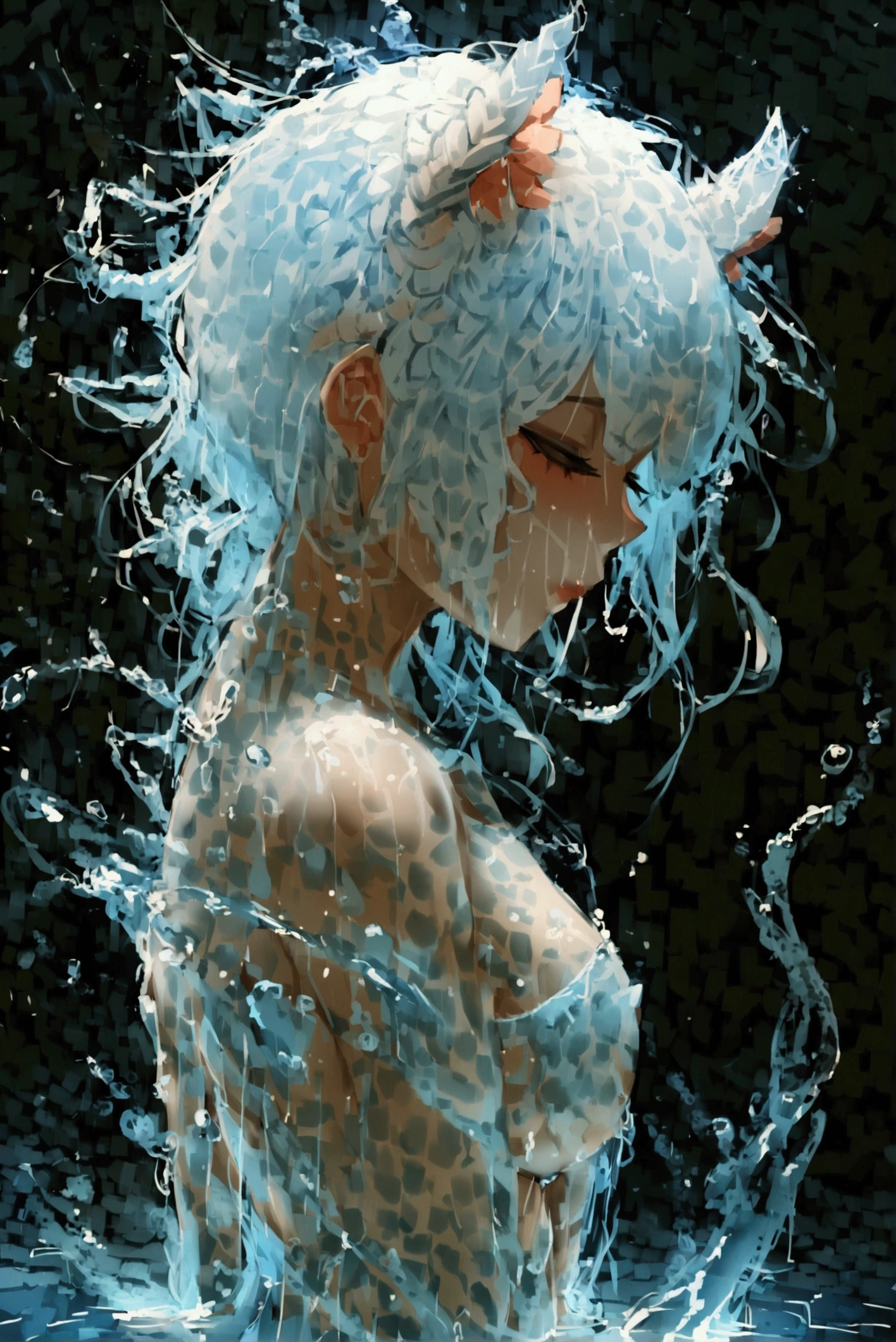 1Man Elves、Dancer's clothes、Young Elves、Fluttering clothes、See-through,Implicit panty shots,translucent clothes、length hair、bright green hair、Open your eyes、Wow、struggle、suffer、look up to、flapping limbs、uneasy、terroral、hopelessness、Rounding the body、Open your mouth wide、Exhale、tremble for、hard breathing、convulsions、Exhale through your mouth、Twisting the body、Bending limbs、both hands on chest、Freediving、Hold your chest with your hands、Jump into the water、abyssal、Stroking your chest with both hands、Dive to the bottom of the ocean,Hold your chest、Planktonic,Sinking to the bottom of the water、Looked、opened mouth、Pointed upwards、leaning-forward、Forward leaning position、Twisted body、arched back、twisted hips、Bending the body、Rounded upper body、I turned my body around、Wriggled the whole body、legs open、Arms lifted、Feet swam、arched hips、Belly dance、Legs opened、Dance with swinging hips、profile、Sensational dance、bblurry,Struggling hard、Falling、Many bubbles、Intense foam、dynamic ungle、upper angle、Cute art style, Highly detailed artwork,anime in fantasy style, Stylized anime,anime cover, anime fantasy illustration, Anime Artwork, Anime Art Style, beautiful anime art style