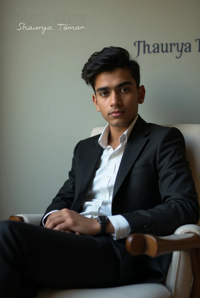 Reals tick image of Pakistani boy in suits seats in office well groomed