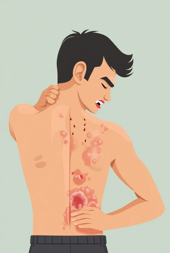 men ,itching his skinon hand ,rashes on hand,vector illustration