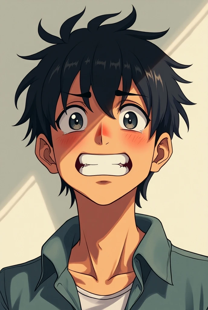 japanese,tongue out, rolling his eyes and with his face full of milk