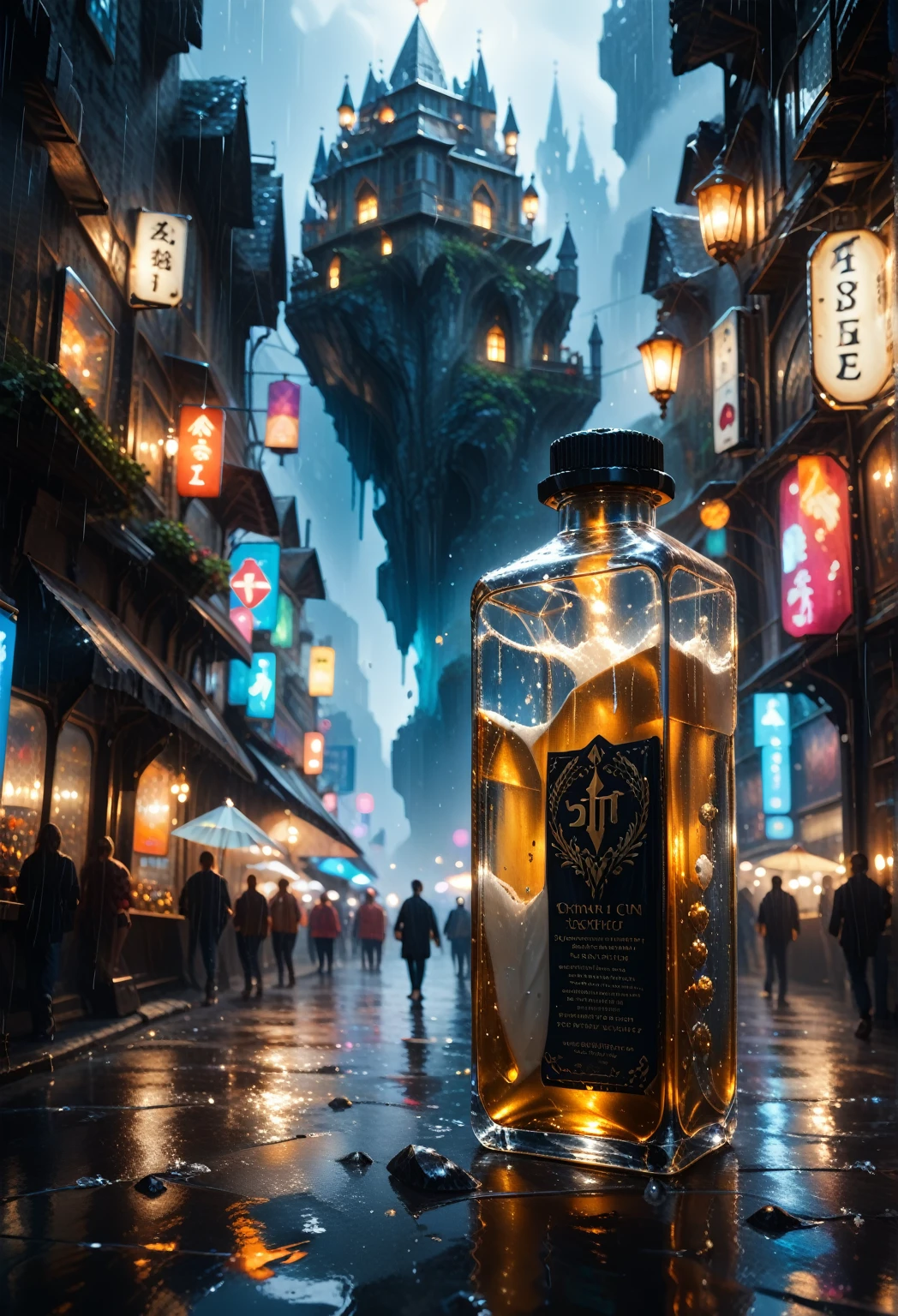  score_9,  score_8_up,  score_7_up,( a  Fantasy  city built within a vast cave), Stylish glass building,   elegant passageway between towers  ,   it's raining , Dark and atmospheric lighting,  Digital Art , oil,  Fantasy , 8K Yen, detailed