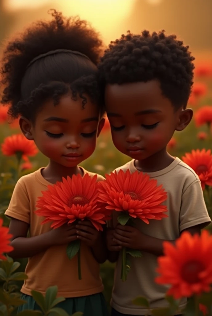 FATHER AND 5 YEAR OLD SON PLAYING, NIGHTTIME, FLOWERS, NATURE, MOONLIGHT, 8K, resolution concept art portrait by Greg Rutkowski, Artgerm, WLOP, Alphonse Mucha dynamic lighting hyperdetailed intricately detailed Splash art trending on Artstation triadic colors Unreal Engine 5 volumetric lighting", K, BLACK AFRICANN