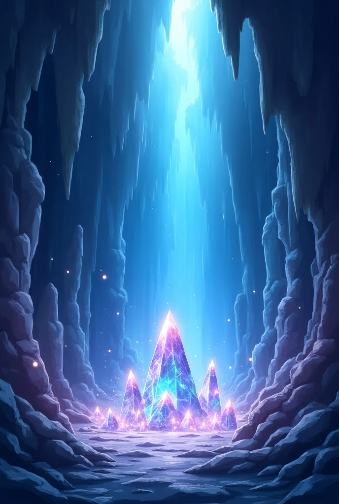 (Best Quality,Very detailed depiction, Incredible High Resolution,High quality anime drawings),Underworld,Deep inside the Crystal Caves , Caves Made of Crystals , Lots of Shining Crystals :1.3,Iridescent glow,Iridescent Crystals :1.3, Sunlight Shining Through the Ceiling ,Crystals buried all over the wall,A wall made of crystal:1.3,Glowing Walls ,Crystal of a crystal,Crystal Lump