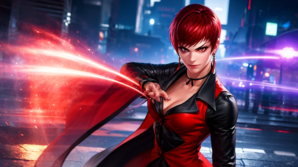 Woman in her 30s, alone, alone, athletic, very short red hair, ultra detailed, looking furiously at viewer with very upset eyes, angry gesture, digital art, moonlight, young woman, beautiful and perfect hands. with perfect fingers, perfect legs, beautiful body, beautiful nose, beautiful character design, perfect face, looks at the viewer (focusing on the entire character), closed mouth, Light_Smile, official art, 8k CG wallpaper extremely detailed unit, lighting perfect, bright and colorful front lighting, glowing skin (masterpiece: 1.0), (best quality: 1.0), ultra high resolution, 4K, ultra detailed photography, 8K, HDR, high resolution, nonsense: 1.2, Kodak portra 400, film grain, blurred background, bokeh: 1.2, lens flare, (vibrant_color: 1.2), professional photography, (beautiful_face: 1.5), (narrow waist)
