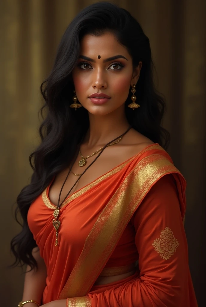 Beautiful indian Academic regalia  educated wealthy good woman posing, straight photoshoot pose, detailed face, cute, big eyes, iconic, photorealistic, detailed background,hot out big breasts, with full thin saree, long wavy hair, cleavage, symmetric face, masterpiece, 8k, ultra realistic is in chair