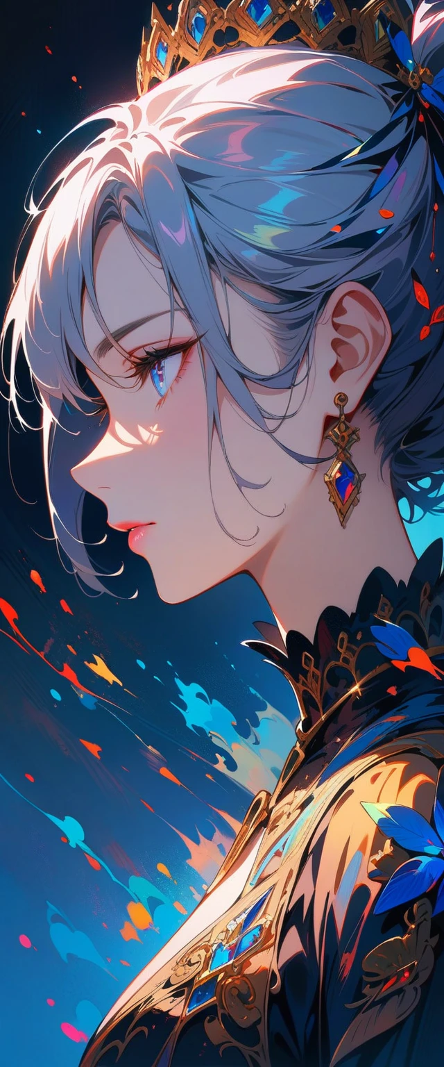 (masterpiece, best quality:1.2), 1 girl, alone, side profile, bronya, beautiful detailed eyes, beautiful detailed lips, extremely detailed face, long eyelashes, oil painting, cinematic lighting, dramatic lighting, fantasy, surreal, vibrant colors, digital painting, intricate details, elegant, serene, melancholic