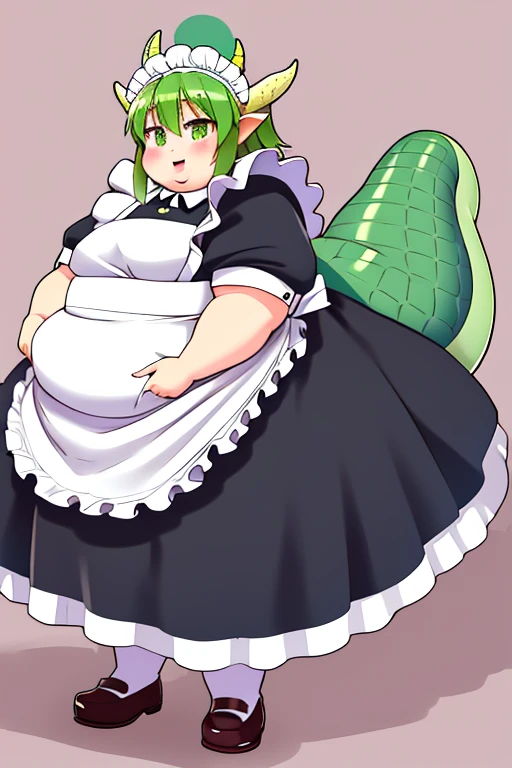 masterpiece, Best Quality, Obese Toru  \ (Maid Dragon \), dress maid ,  Dragon Tail