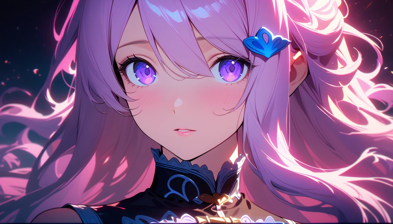 masterpiece, top quality, super detailed, 8k, detailed lighting, detailed shadows, (real:1.2), 1 girl, intricate dress, purple eyes, moderate breast, narmaya, portrait, cinematic, dramatic lighting, vibrant colors, fantasy, ethereal, elegant, mystical