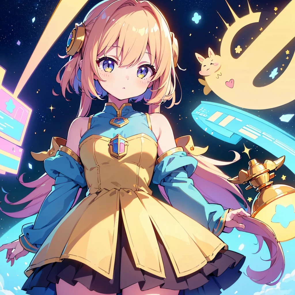 Anime CG, Hi-Res, Absurdity, 8k, Masterpiece, ((((Detailed Eyes and Detailed Face: 1.2), Dynamic Angle, (((Detailed Eyes and Detailed Face: 1.2)))))), (((Perfect Human Hand, Super Detailed Human Five Fingers)))), ((Perfect Human Foot)), Upper Body, 1 or 2 Girls, Wolf Ears, Wolf Tail, Pink Eyes, Hairs Between Eyes, (((((Wink)))), D Cup, cleavage, striped hair, ((Variegated hair color: 1))))), ((((Random hair color: 1)))), Variegated hairstyle: 1, Twin tails, ultra-detailed gradient hair, ((T-shirt with kagenari letters)))), professional designer, fashion leader, ruffled dress, Love Live, jewelry, best stage, climax, professional stage, ( Perfect singer holding the microphone in his left hand and singing emotionally, perfect singer, screaming, suffering, tears, sadness, overflowing emotions, best tears: 1.2))), singer, vocalist: 1, idol, diva, ((singing on stage of AI spaceship: 1.2))), (((singing on stage of AI spaceship: 1.2))), ((singing on stage of AI spaceship: 1.2))), background, galaxy, space, earth, planet, battle, explosion, explosion, Ivory Gold AI Space Spaceship))), Professional Stage, Professional Lighting, Live Lighting, Distraction, Fan Service: 1, ((Singing on the Special Stage of the Deck of the AI Spaceship: 1.2))), Background, Universe, Earth, Planet, Battle, Explosion, Ivory Gold AI Space Spaceship, Stars, ((((Panchira, Cute Panties))))