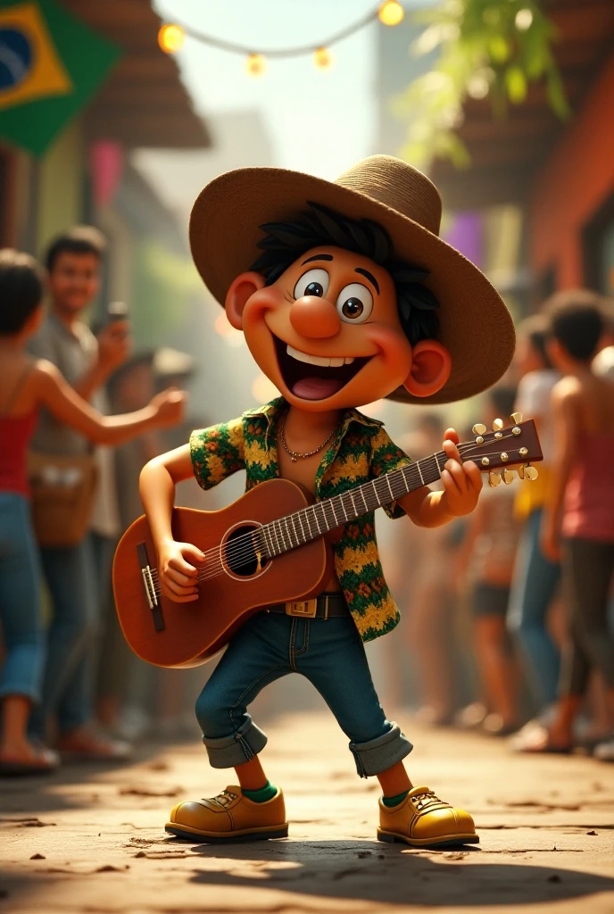 Pot-bellied man with curly hair playing pagode