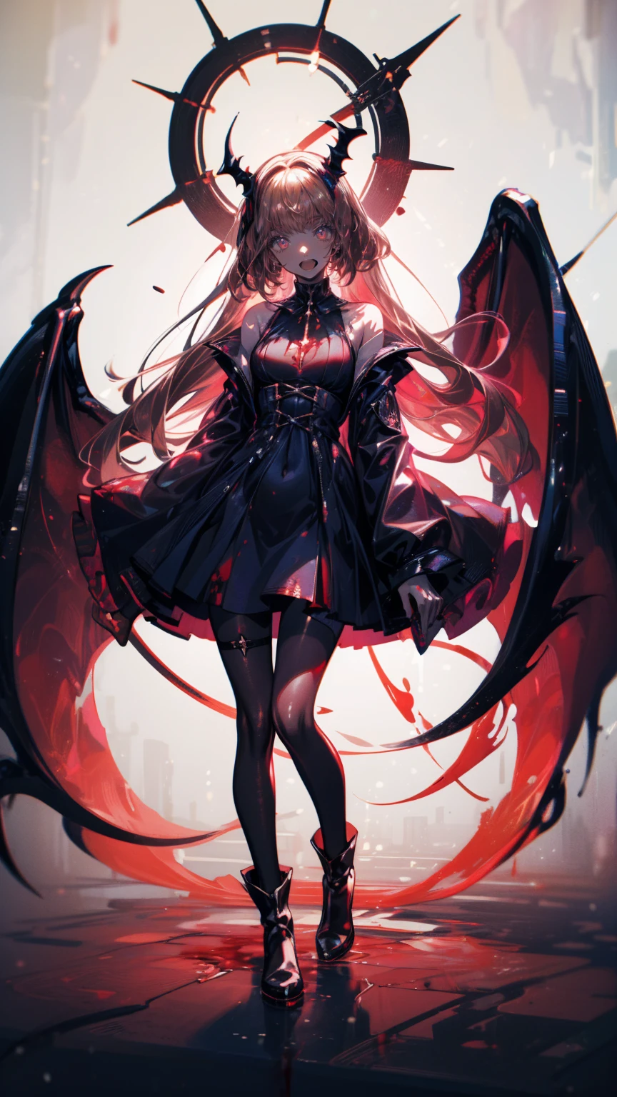 Shadowed face　、beautiful girl、とてもcute天使、Pink Gothic Fashion、cute、baby face、smile、 Long Skirt、Black long boots、.(Best Quality,4K, High Resolution ,masterpiece:1.2),  very detailed,Realistic:1.37, Spooky altar background ,Dark fantasy,Red color scheme,Ominous atmosphere,Eye-catching,story,anatomy,  anime style,  Concept Art ,beautiful細部までこだわった顔と (((Red eyes ))),A terrifying ritual ,devil的儀式,Premature death,Inappropriate behavior,クレイジーsmile,Scythe Face,Girl Monster, beautiful,  Delicate facial features , Sharp Eye,  sharp fangs, pale Skin, Dark Background, Cinema Lighting,  Dramatic Shadows , Gothic style,  Dark atmosphere , Dark fantasy, 1 person&#39;S,   Please open your mouth wide,   open my mouth and bare my teeth ,Sharp teeth like a beast, Wide lips, Very wide mouth, Red cheeks, ,(Blood splatter:1.4),Scary smile, smile,Angel Design, TwiSted smile、Bloody、Blood is flowing from my head ,,,,,、Blood splatter、,(Blood splatter:1.4),skull,devil&#39;s gun,Horror Style, (( Fantasy Sweet Taffle Ruffle Pink Costume)), (( flowing blond hair )), ,(Blood splatter:1.4),Female Curves,  sexy flat stomach , Perfect hands, Perfect anime face, (Pink Tata Dress)),  standing, ((邪悪なsmile)), ,(Blood splatter:1.4), Steam circulation, Moonlight Illumination, night lighting, (Blood splatter:1.6),アニメAngel Design, TwiSted smile、Bloody、Blood is flowing from my head ,,,,,、Blood splatter、,(Blood splatter:1.4), skull,Gothic architecture、 Western architecture、 fantasy world where flowers shine 、,Victorian city, Skeleton Gas Light, absurd,  High Resolution 、 ((Tabletop)), ((Best Quality)), (  very detailedな), ((  very detailed)), (beautiful), ((cute)), (NFSW:1.8), Alone,(:1.6)、(world&#39; the scariest creepy demon girl :1.5)beautiful face、Full Body Ezbian、pale, beautiful肌、beautiful金の髪、smile gently、Dark building ruins、(snow white&#39;Frill dress:1.3)、(Dark ruins stained with blood:1.3)、Low angle full body shot、(少女は血の海の中に standing:1.5)、(The ground :1.3)、(The girl lost a lot of blood.....:1.3)、(クレイジーsmile:1.6)、Spirits、(Blood dripping from the mouth:1.3)、
