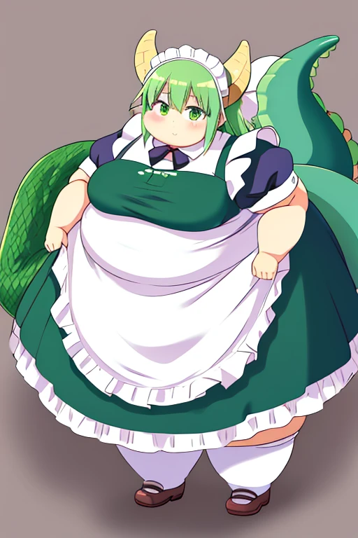 masterpiece, Best Quality, Obese Toru  \ (Maid Dragon \), dress maid ,  Dragon Tail