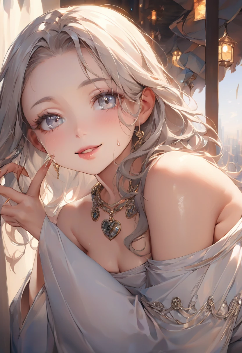 (((1girl))), (((masterpiece))), (((best quality))), (((high resolution))), (((extremely detailed))), (((8k))), (((extremely lovely and delicately and naturally detailed elegant woman))), (((exteremely detailed eyes))), (((detailed soft light))), (((silky sweet pink hair))), (((ponytail hair))), (((off shoulder long sleeve a-line mini dress))), ((neck)), ((shoulder)), ((cleavage)), (cute hair ribbons), ((in a cafe)), ((night town outside the window)) (chair), (table), (window), ((night)), (feminine pose), ((sweet smile)), ((modelshoot style)), ((full shot)), ((dynamic angle)), ((cinematic)), ((unity render)), ((85mm)), ((hdr)), ((upper body), ((close up))