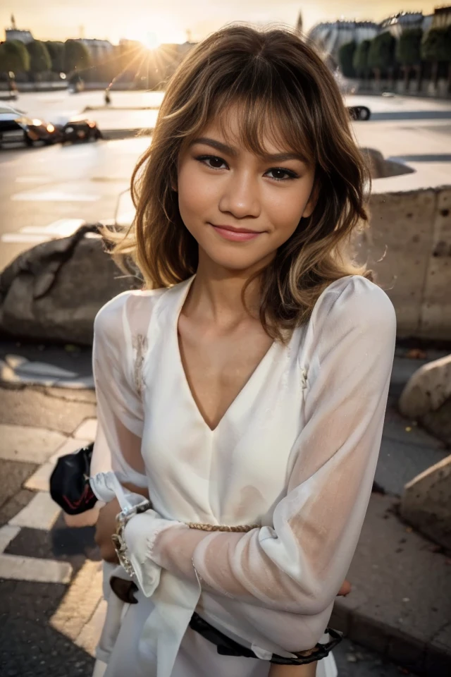 (zendaya:.4), (32k:1.5, Highest quality, masterpiece, Ultra-high resolution), Professional camera work:1.6, Highly detailed skin and face textures:1.3, Captivating portrait:1.2, Very accurate, Very detailed, 1 adult female, ((dancing1.4)) Incredibly slim body, sense of loss, Sadness, Expressions of sadness,  Small face, ((long blond hair:1.3)), (medium shot), ((black dress:1.3)),  ((standing on the street:1.4)), ((paris:1.4)), (smile:1.2)