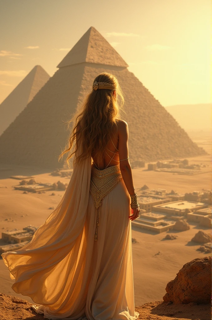 Naked blonde girl showing all her ass in the pyramids of Egypt