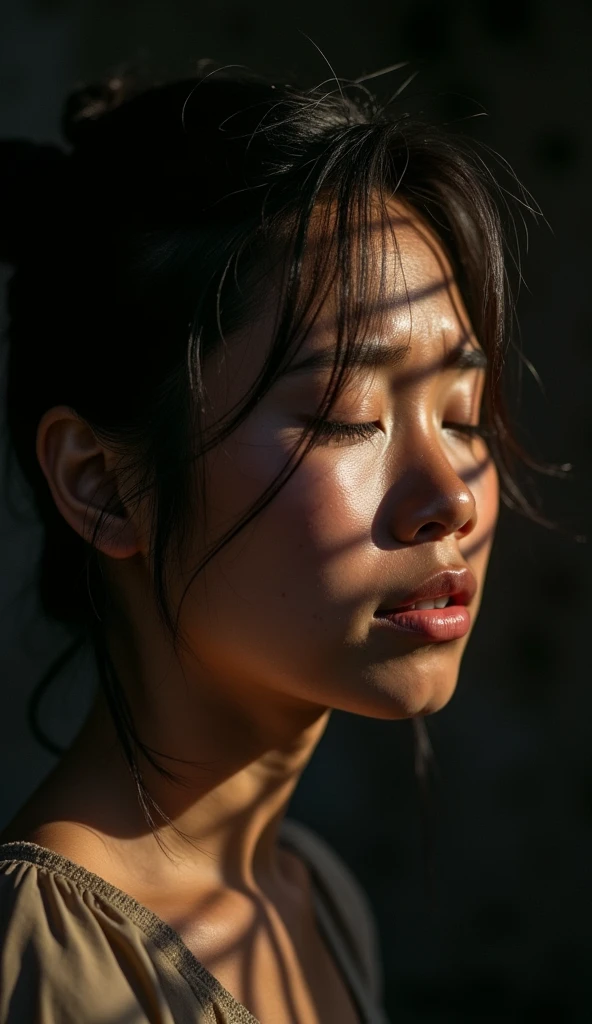 (masterpiece, UHD, 8k, best quality:1.2), solo, 1girl, (photorealistic:1.2), (RAW photo), (ultimate-realistic, ultimate-realistic details, ultimate-realistic texture, ultimate-intricate details, ultimate-realistic lighting, ultimate-realistic shadow, japanese girl, 24yo, ultimate-cute face, ultimate-RAW skin, ultimate-eyes,
,silhouette, light shadow, film grain, Hasselblad X2D 100C + XCD 2,5/25V, F/1.8, (cinematic still:1.2), freckles, 35mm photograph, film, bokeh, professional, 4k, highly detailed, perfect fingers ,Extremely Realistic,
