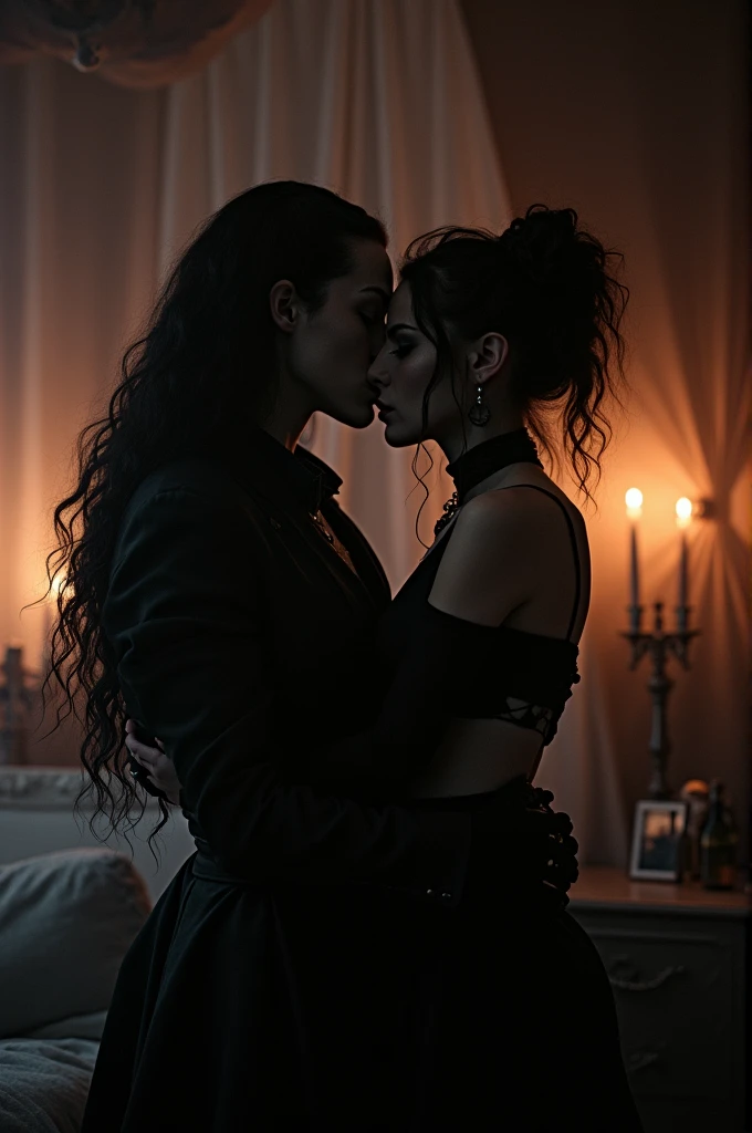 Beautiful 20 year old woman and her man ,making love with a man, large , with short messy wavy black hair, wearing a red corset with black accents and large black cloak, (( fine detailed five fingers long black gloves)) she is completly on her knees to the muddy ground, (( she is possessed,doing hard sexual penetration from behind in a foggy cemetery at night )), ((the photo is a picture of a woman and a man doing sex ))(red lipstick:1.5), realistic skin texture, (cross necklace:1.2), (eyes closed:1.3), (Zentangle and Gothic Art:1.4), photo realistic, 8k (( full figure pictures))