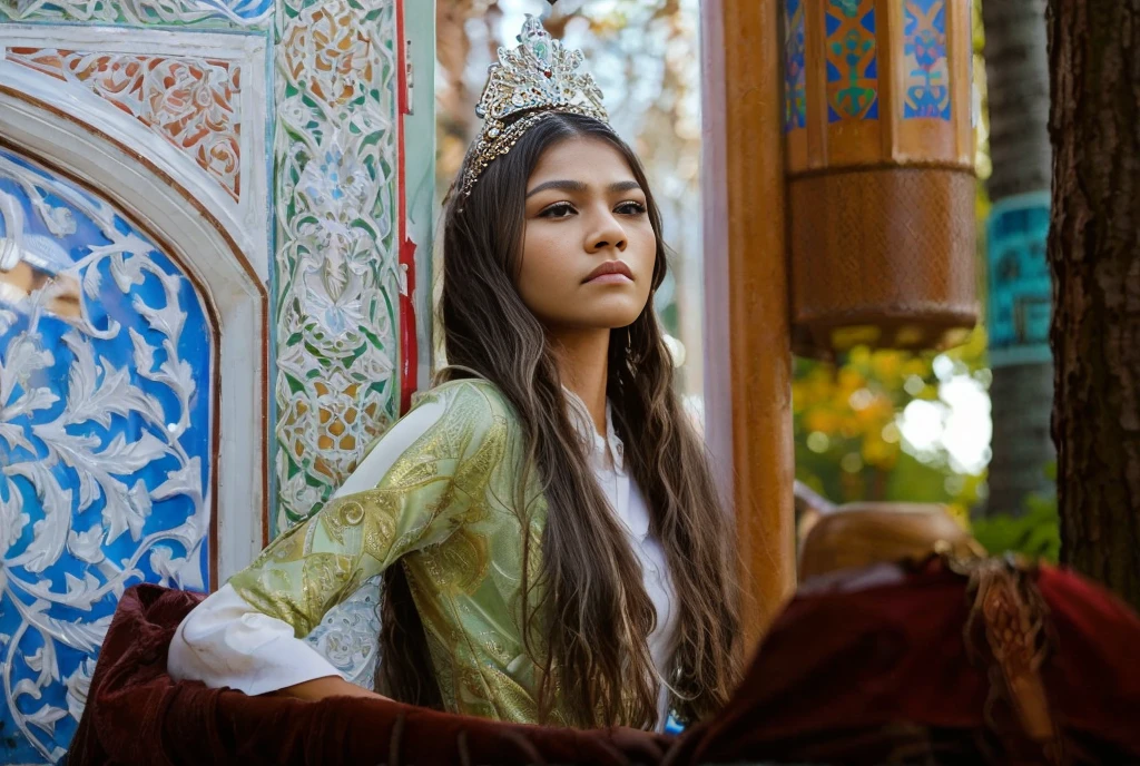 (zendaya:.4), (32k:1.5, Highest quality, masterpiece, Ultra-high resolution), Professional camera work:1.6, Highly detailed skin and face textures:1.3, Captivating portrait:1.2, Very accurate, Very detailed, 1 adult female, ((in the park:1.4)), Incredibly slim body, sense of loss, Sadness, Expressions of sadness,  Small face, (()), (medium shot), 