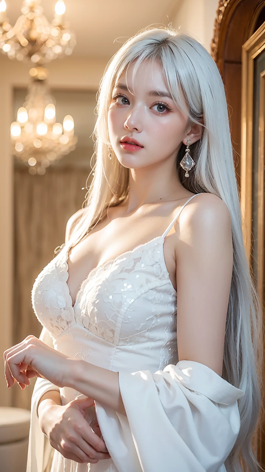 best quality, masterpiece,white hair, gold eyes,white clothes, looking up, upper body,hair strand,Fair skin,side braids arafed girl in a red transparent shoulder top looking at her phone, 19 years old young girl, anna nikonova aka new milky, Real photo of a sexy girl, she wears a red transparent dress, she has an attractive face, clear white skin, beautiful hair, beautiful warm lips, He looks like he wants to kiss. beautiful and very sexy. She spreads her legs gracefully, the fabric of her dress sliding to reveal a seductive view of her smooth, shapely hips. full body pose, nipples prominent, facing the audience. Bare ditch. masterpiece, delicate, textured skin, Super details, high quality, high details, best quality, Award Winning, high resolution, 160 mm, HD. luxury