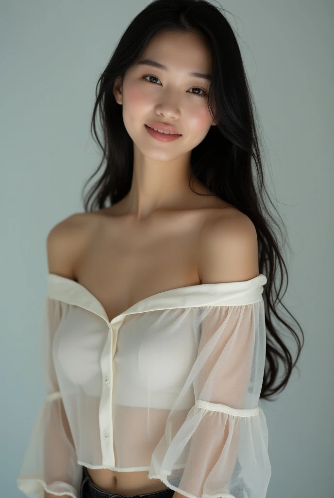 1 girl in、full body Esbian、A dark-haired、The long-haired、Huge breasts, cleavage、Shoulders exposed、White summer dress、Mini One Piece,Loose fit, see -through, (delicate illustration:1.4)、(masterpiece:1.0)、(top-quality:1.4)、(超A high resolution:1.2)、(Photorealsitic:1.4)、(8K、Raw photography:1.2)、(softfocus:1.4)、(15yo student:1.3)、(foco nítido:1.4)、Beautiful Fine Face, Full body, Laughing,sitting in the couch