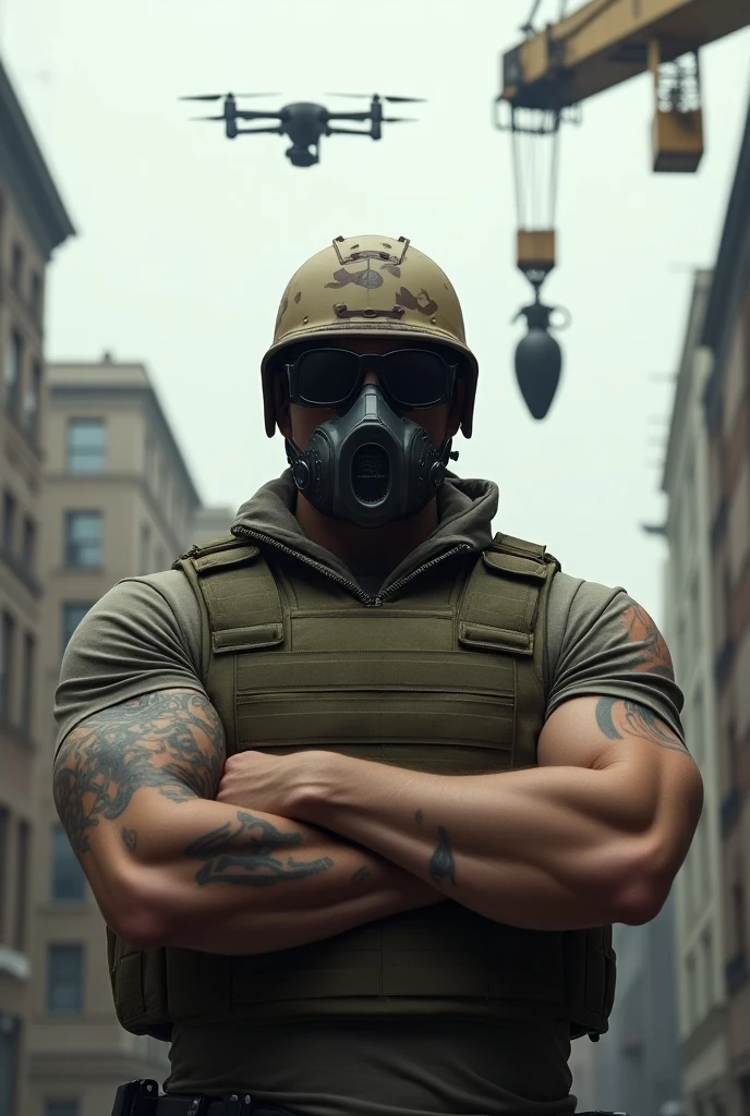 pregnant special forces task force masked muscular man