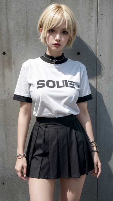(8k:1.27), best quality, masterpiece, ultra highres:1.2), arrested lesbian goth delinquent girl with arm tattoos, tattooed girl, full body picture, blue oversized knotted prisoner t-shirt with black letters, short big sleeves, blue short inmate pants tied with a rope, dyed pink hair, short bob hairstyle, back pink bun, hair bangs, kneeling in a prison cell, handcuffed, hands tied with rope behind body, submissive neck choker and leash in neck, 4k or 8k picture, looking down sad, paisley bandana ribbon hairband, nose septum piercing, wearing dirty old clothes, smelly, barefoot, praying