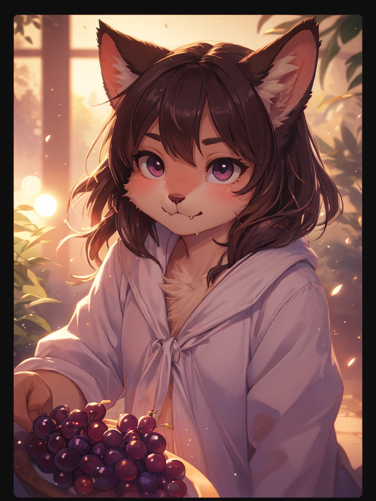 (((Barefoot furry character, full body, cinematic setting, furry female, plantigrade))), ((deeply hypnotised and extremelly drooling deer)) anthro with deep ((purple fur)), (wide open mouth) and glowing ((violet eyes)) in trance. Dressed in flowing, dark robes with belladonna flower motifs. The figure sits barefoot and showing ((nice feet soles)) in a moonlit forest surrounded by eerie nightshade plants, with ripe berries and ethereal moonlight casting shadows. The atmosphere evokes mystery and danger. BREAK, detailed background, 8K, (masterpiece:1.5), intricate details, highly detailed, extreme detail, octane render, fine art, best quality, highres, (detailed face:1.5), ((full_body)), UHD, (((perfect hands))), low light, (((SFW))), (((five toes on feet))), (((perfect feet)))