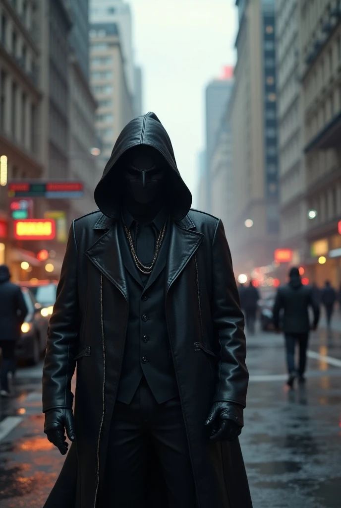 (masterpiece:1.2) (best quality) (detailed) (intricate) (8k) (HDR) (wallpaper) (cinematic lighting) (sharp focus), anime artstyle, dusters from go go loser ranger,guys wearing a jet black suit with skull face, dark, dancing pose,Night lights,rain droplets,dark background,slow mo-image