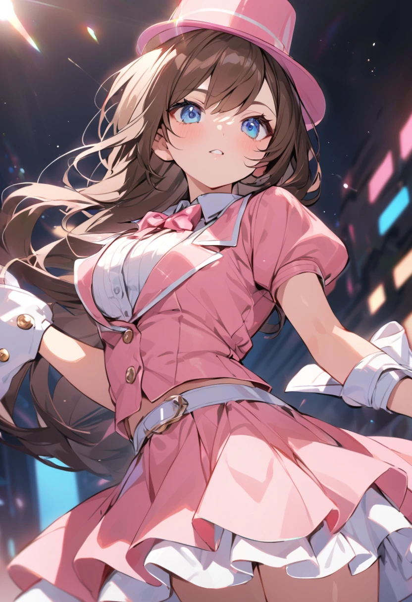 (masterpiece, top quality, best quality, official art, beautiful and aesthetic:1.2),ultra-detailed,intricate details,amazing illustration,award-winning art,atmospheric,
BREAK, (Cute:1.5),(Chibi:0.5),(kawaii:2.0),(Lori:2.0),(7 year old girl),(Solo:1.65),BREAK, (flat chest:1.2,), Clear skin, Beautiful skin, Shy, One beautiful ,Colossal tits(Hair Bow, reddish brown hair, Twin-tailed:1.2), (Brown eyes, long eyelashes, Double eyelids: 1.4), Shiny skin, BREAK, Star \(symbol\, (gloves, White Gloves:1.3), (bug, Dress,polka dot:1.3) , Looking at Viewer,(long boots:1.2),
BREAK, (pink and white theme:1.5), (fake pink cat ears:1.4), (tweed pink strapless short camisole with lace-up:1.4), ((bare shoulder, navel, bare belly):1.3), (shoulder strap with ruffles:1.4), (tweed micro pink tiered skirt with ruffles:1.4), (white pantyhose:1.2), (pink choker with bell:1.3), (earrings with bell:1.2), (pink heeled pumps:1.1),BREAK
train,station,(a girl), platform, snow, (coat:1.1),Yamanote line, (school uniform:1.2),
BREAK,wakame,wakame,wakame,(Cowboy Shot:1.4),
BREAK,(Blurry background:1.3),(absurderes, hight resolution, Super Detail Art),cel shading,Clear Color, Lonely optical effect, Beautiful pictures, Bright glow, mystic atmosphere,(Close-up of girl:1.1), Mystical light particle effect,manga influence, clean line drawings,