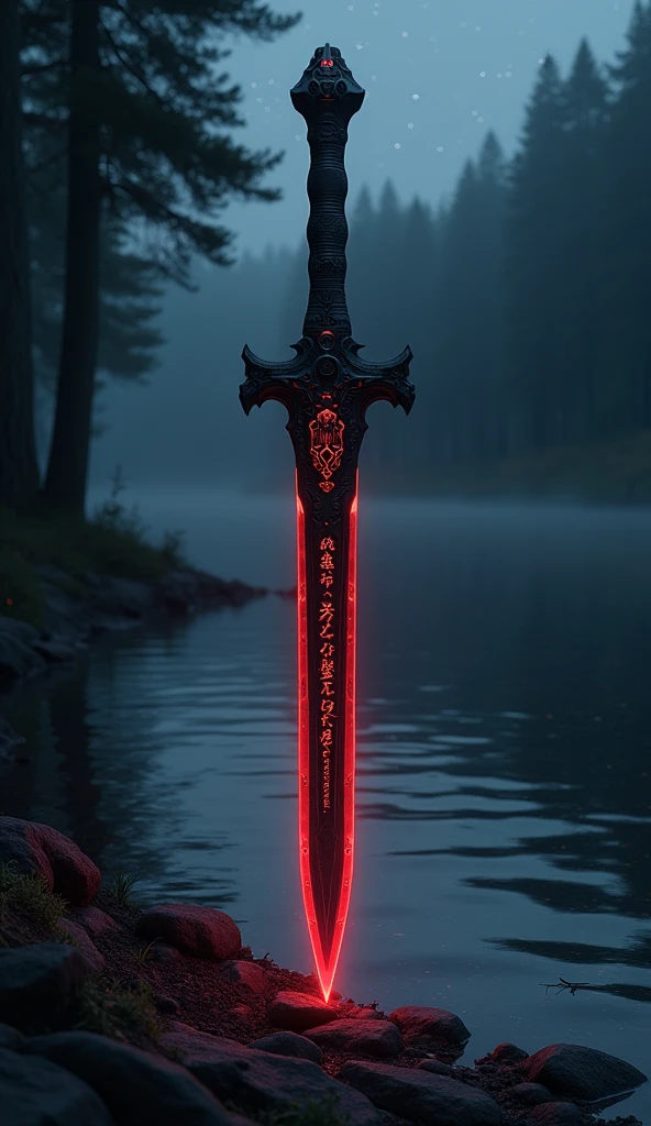 A dark technological dagger , with the edge of the blade with an ...