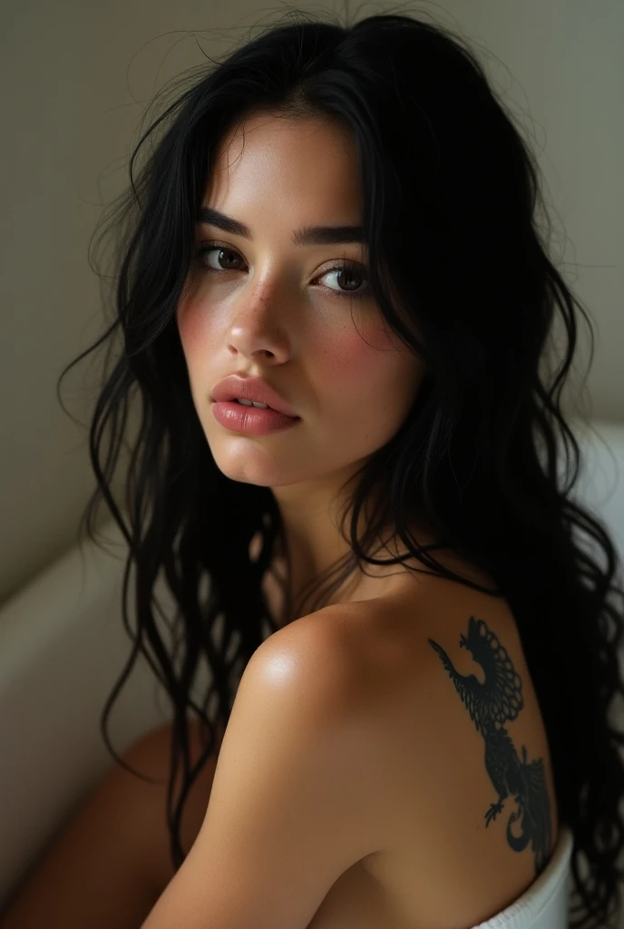 Girl with all the piercings in bed 
