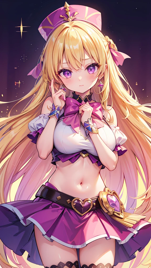 (anime:1.1), highest quality, masterpiece,
One girl, Shelley Nome, Multicolored Hair, Blonde Hair, Pink Hair, Gradient Hair Long Hair, Medium chest, blue eyes, Mature Woman, View your viewers, smile。A pose that emphasizes the armpits。