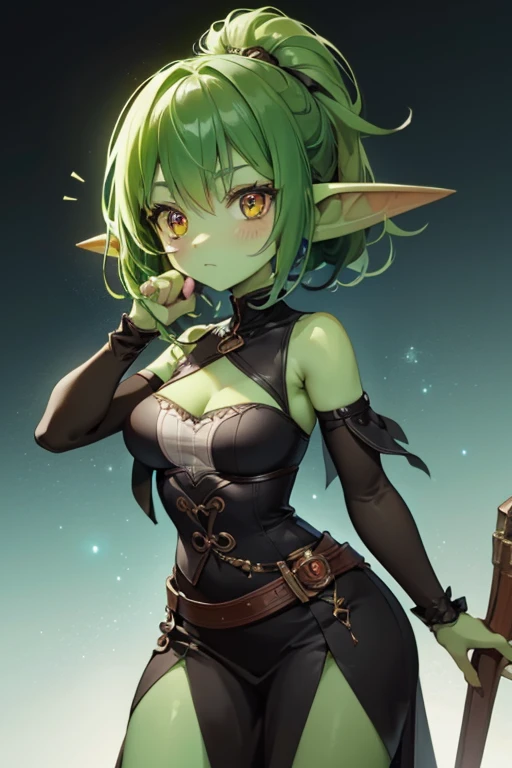 (goblin girl:1.2, dark green skin, naked, green nipples, black hair:1.1, mohawk haircut, excited expression, ,sensual position , sexy face, prostitutes, sluts, close, brothel, naked),(1.3 human knights, nakeds, pale skin, with armor, happy face), 4k, Detailed face, master piece