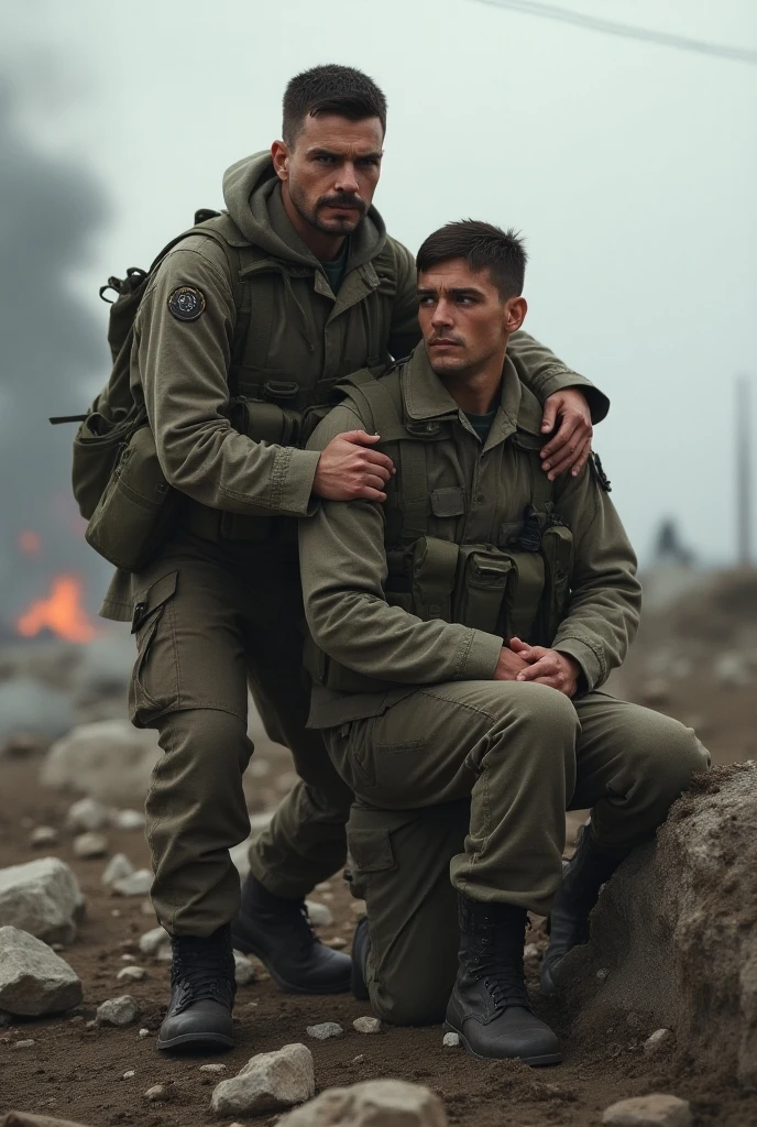 A sexy army man , homoerotic, handsome face,black hair