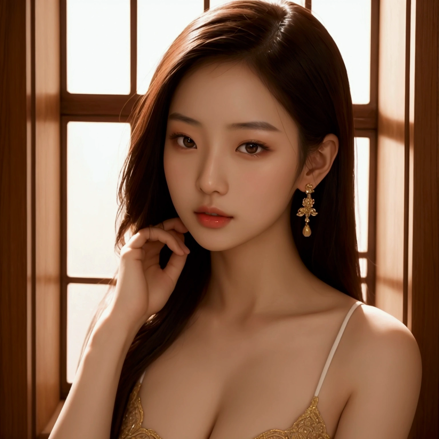 masterpiece、Highest quality、one person、Detailed_skin、Detailed_hair、Detailed、(Very large_breasts)、Very artistic mural_background、cinematic:1.35、Artistic Photography、Professional composition