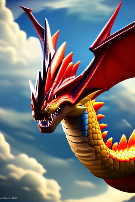 there is a cartoon of a dragon with a red and blue tail, similar to pokemon, new pokemon, dra the dragon, a red dragon, illustration pokemon, fire type, charizard, guggimon, roshan, style of pokemon, official art, legendary dragon, but as an anthropomorphic dragon, red dragon, charizard dog hybrid animal