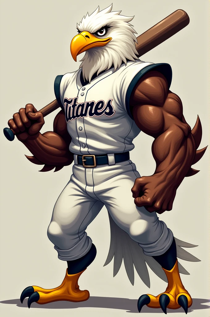  Eagle muscular uniform is softball  , softball belt  , Bat in hand ,  on the shirt printed name TITANES