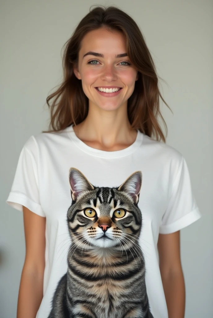 (MILF), Anos 30, morena, atraente, olhos alinhados, rosto bem detalhado, (vestindo camiseta), (Camisa estampada kawaii), Panties, seios grandes, sentado na cama