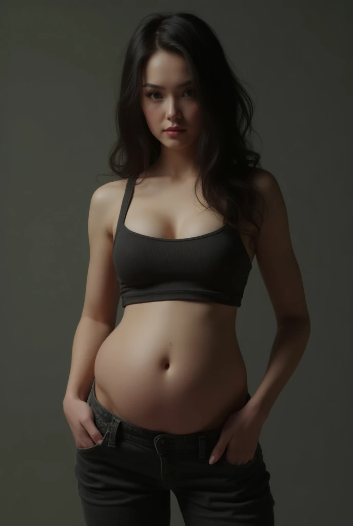 Seventy year old asian woman topless in mini skirt with huge gigantic breasts
